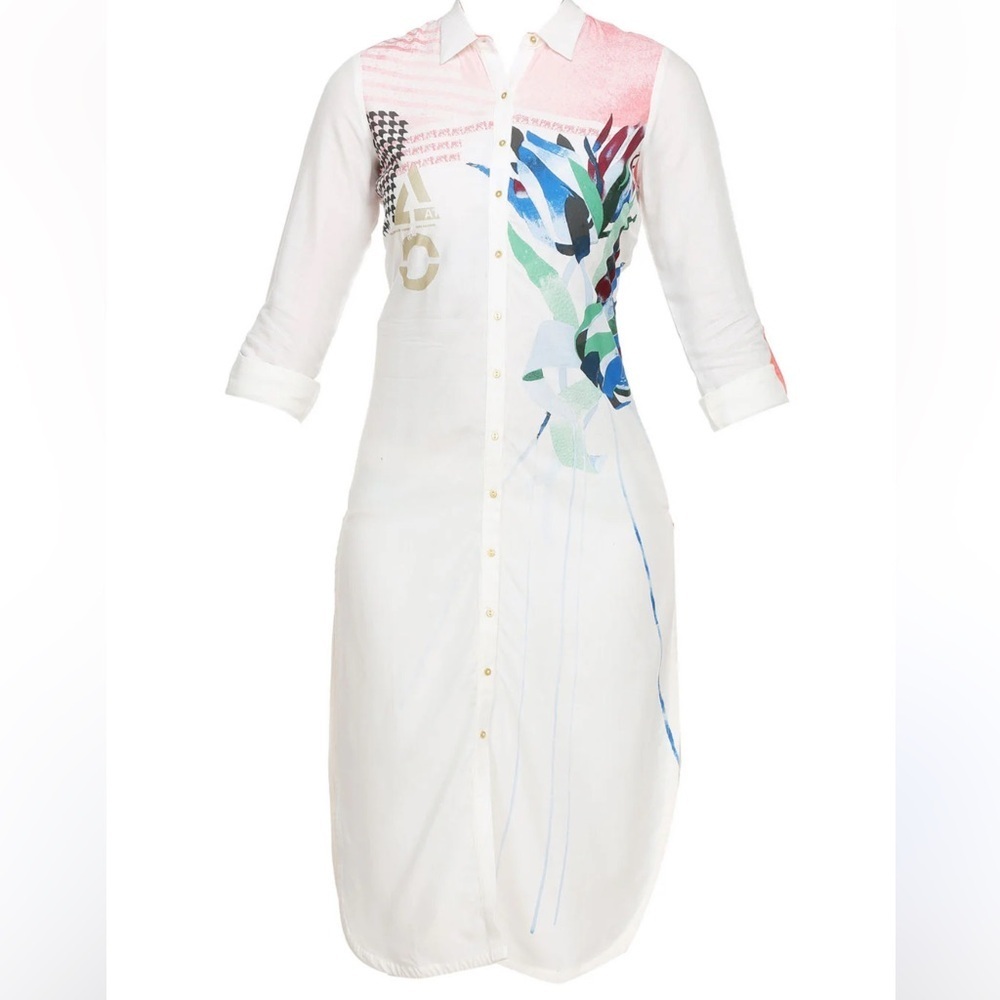 Colorful Button-Down Long Shirt Dress Kurta